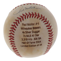 Paul Molitor Signed AL Baseball (JSA COA) 3000 Hit Club Brewers, Twins, Blue Jay