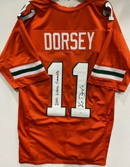 Ken Dorsey Signed Miami Hurricanes Jersey Inscribed "2001 Natl. Champs" (JSA) QB