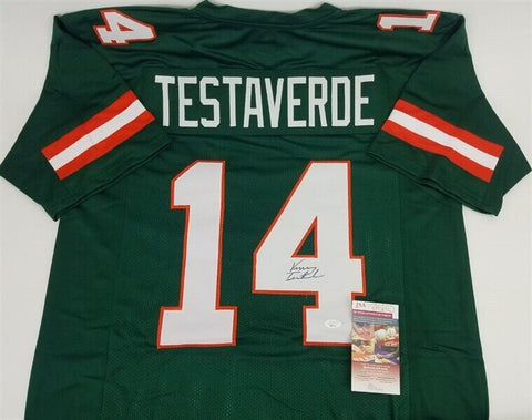 Vinny Testaverde Signed Miami Hurricanes Green Jersey (JSA COA) 2xPro Bowl QB