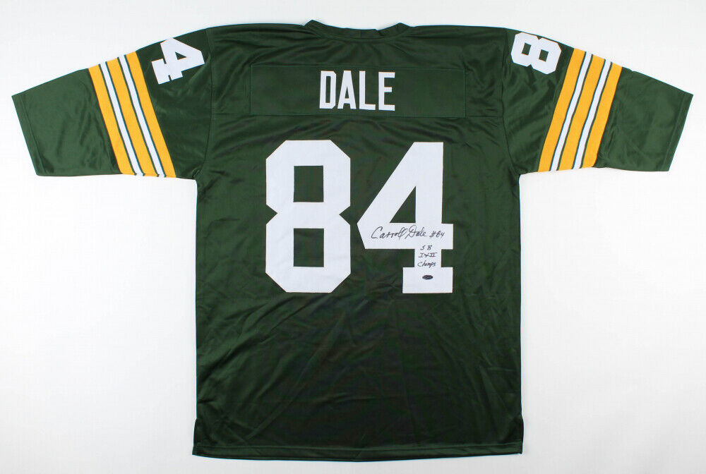 Carroll Dale Signed Packers Jersey Inscribed SB I+ II Champs (Playball Ink Holo)
