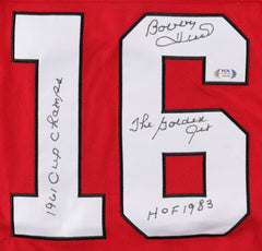 Bobby Hull Signed Chicago Blackhawks Triple Inscribed Rare #16 Jersey (PSA COA)