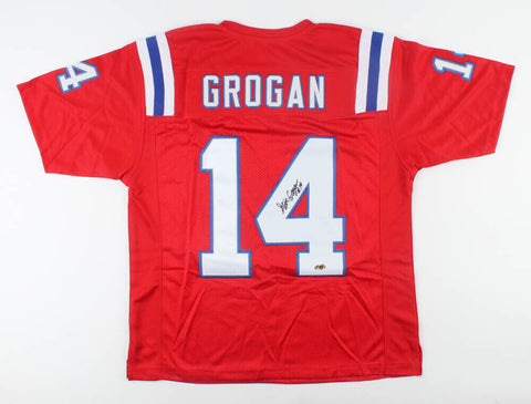 Steve Grogan Signed New England Patriots Jersey (JSA COA) Super Bowl XX Q.B.