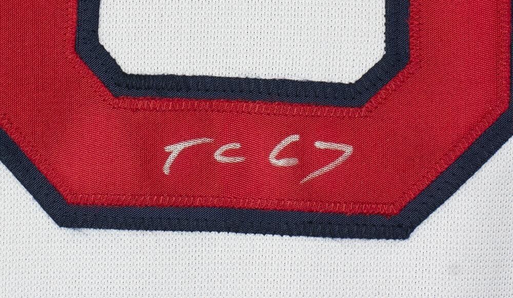 Boston Red Sox Carl Yastrzemski Autographed White Majestic Cool Base Jersey  TC 67 Size XL Beckett BAS Stock #162358
