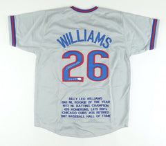 Billy Williams Signed Career Highlight Stat Jersey Inscribed H.O.F. '87  JSA COA
