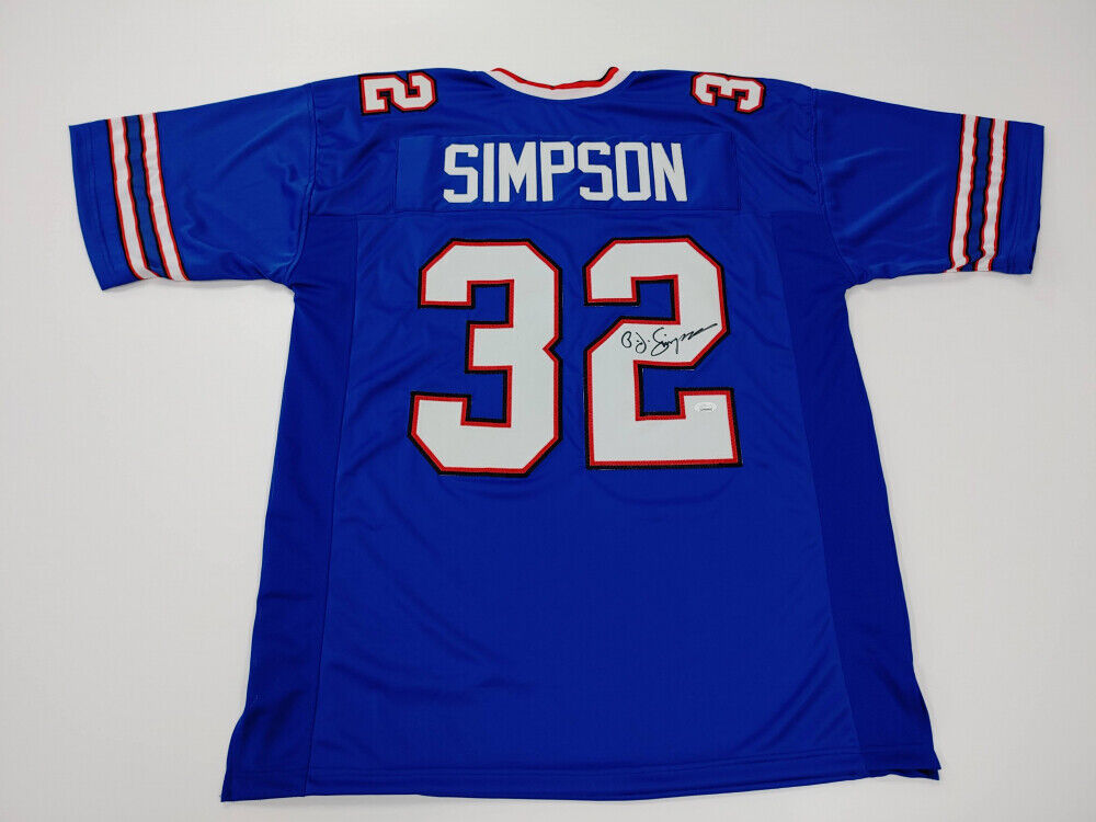 O.J. Simpson Signed Buffalo Bills Blue Throwback Jersey (JSA COA) 5×Pro Bowl RB