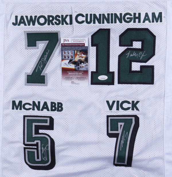 McNabb, Vick, Cunningham, Jaworski Autographed Philadelphia Eagles QB –