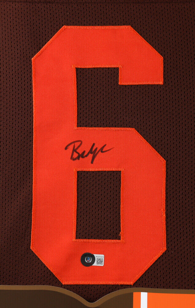 Baker Mayfield Signed Cleveland Browns 35x 43 Framed Jersey (Beckett Hologram)