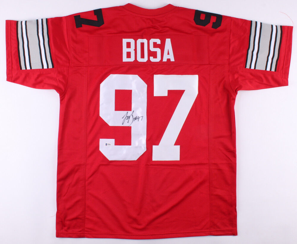 Joey Bosa Signed Ohio State Buckeyes Red Jersey (Beckett) NFL Defensive ROY 2016