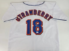 Darryl Strawberry Signed Mets Jersey (Beckett) 4x New York World Series Champion