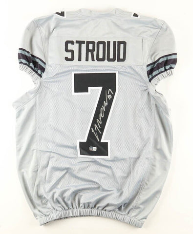 C. J. Stroud Signed Ohio State Buckeyes White Jersey (Beckett) 2021 Rose Bowl QB