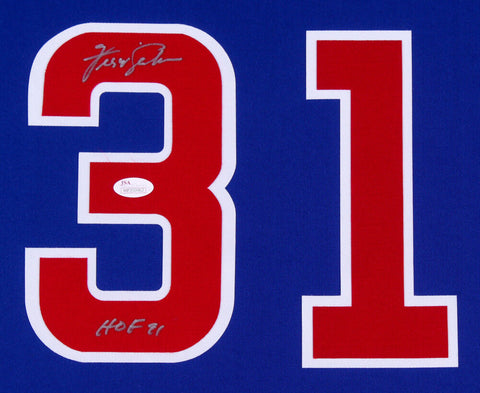 Fergie Jenkins Signed Cubs 35x43 Custom Framed Jersey Inscribed "HOF 91" (JSA)