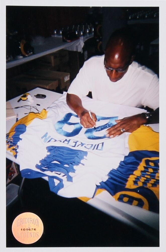 Eric Dickerson Signed Rams Blue Throwback Jersey InscribedHOF 99(Bec –