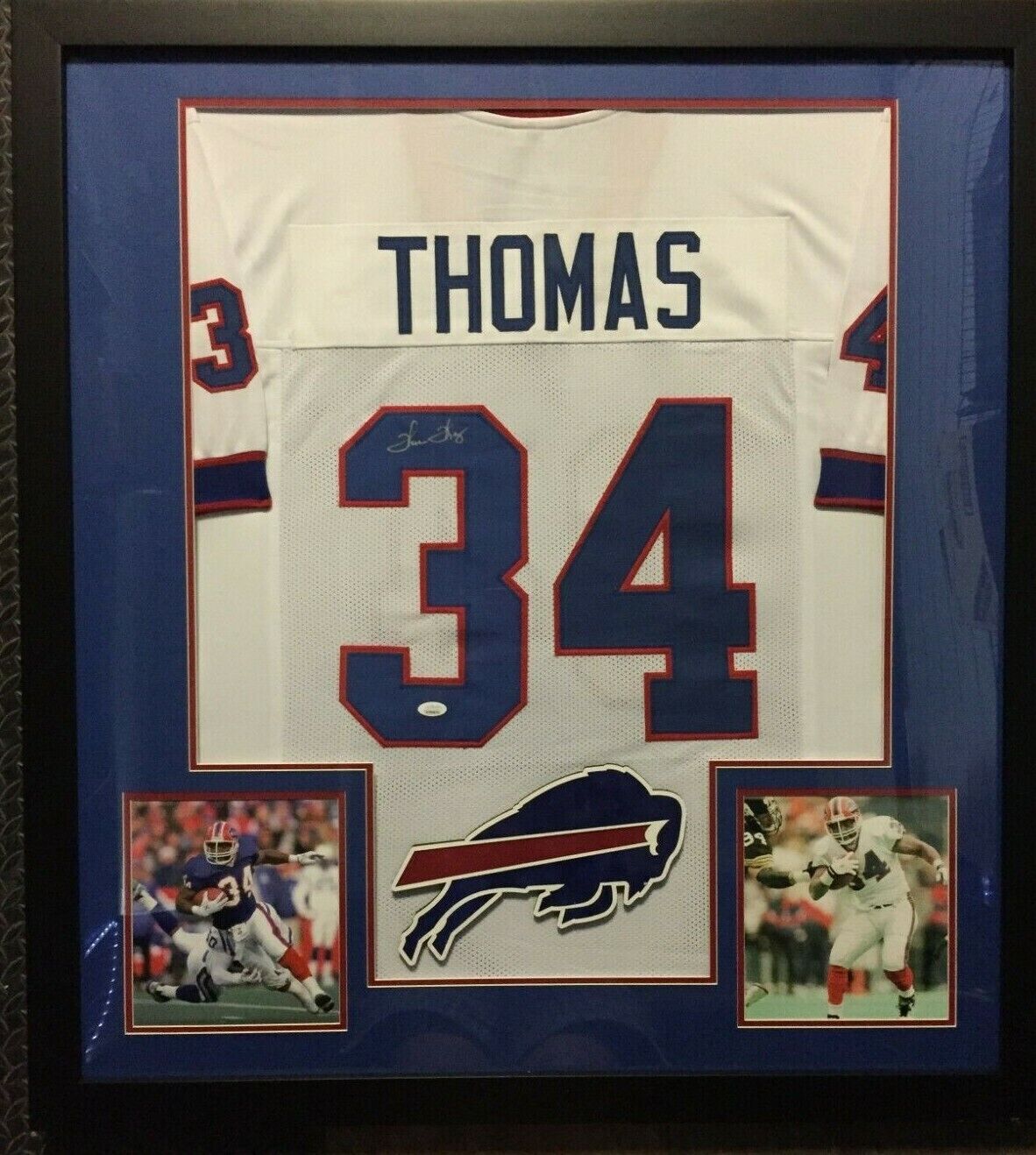 Thurman Thomas Autographed & Framed Blue Buffalo Bills Jersey Auto JSA Certified