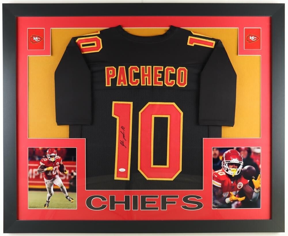 Isiah Pacheco Signed Kansas City Chiefs 35x43 Framed Jersey (JSA) Rook –