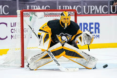 Casey DeSmith Signed Penguins Logo Hockey Puck Inscribed "Lets go Pens"(TSE COA)