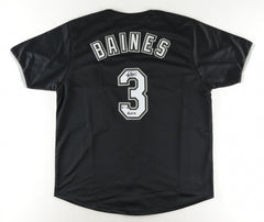 Harold Baines Inscribed HOF 19  Signed Chicago White Sox Black Jersey (PSA COA)