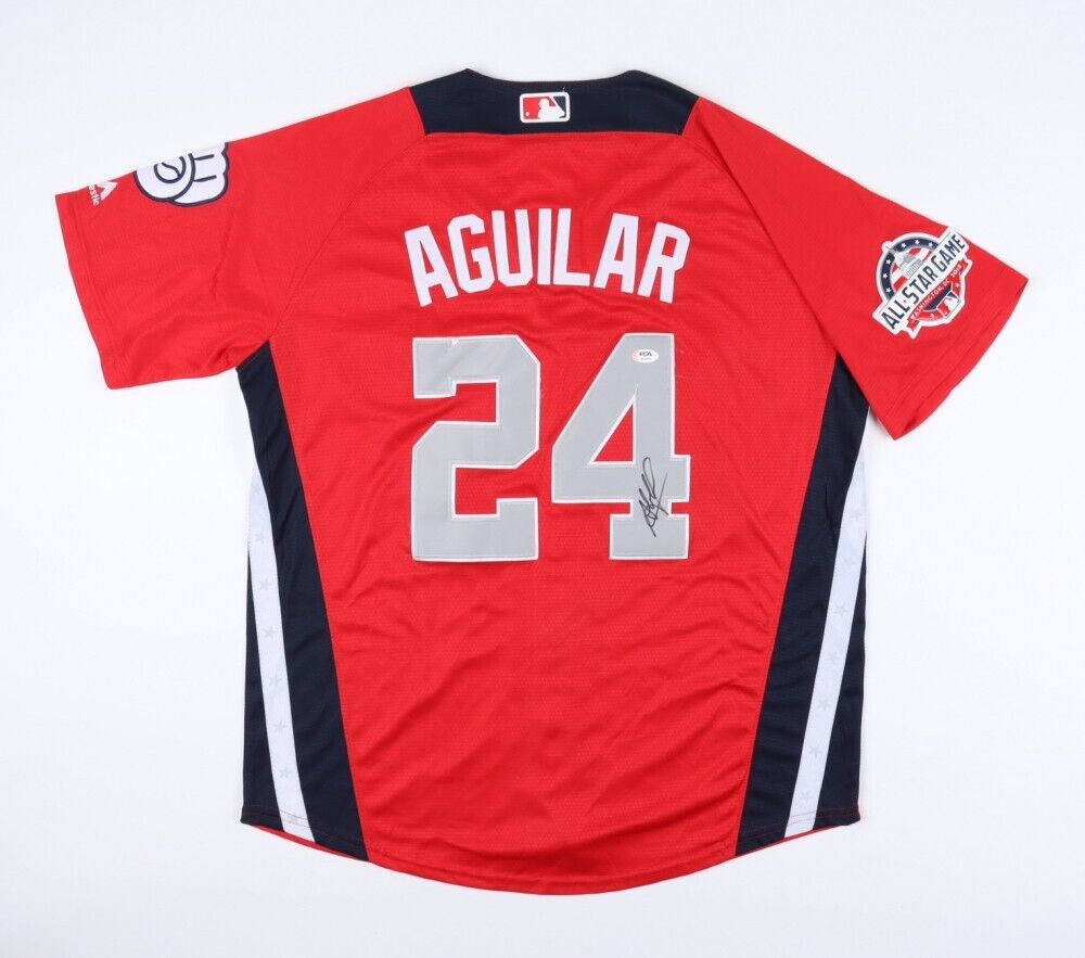 Jesus Aguilar Signed Milwaukee Brewers 2018 NL All-Star Game Jersey (PSA COA) 1B