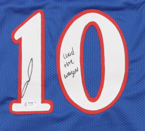 Jalen Wilson Signed Kansas Jayhawk Jersey "Load the Wagon" (PSA) 2022 NCAA Champ