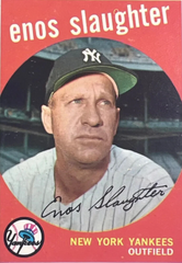Enos Slaughter Signed LE NL Baseball Display w/ Display Case Cardinals, Yankees