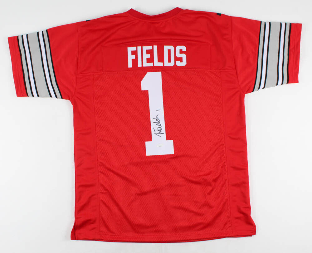 Justin Fields Signed Ohio State Buckeye Jersey (JSA COA) 2021 1st Roun –