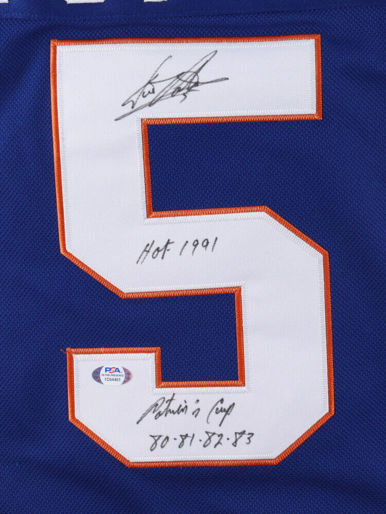 Denis Potvin Signed NY Islanders Jersey Inscribd "HOF 1991", "Cups 80-81-82-83"