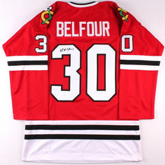 Ed Belfour Signed Chicago Blackhawks Jersey (JSA) NHL Career 1989–2008