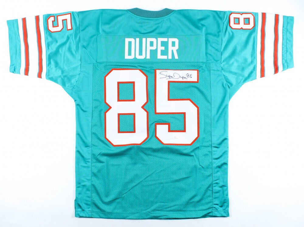 Mark "Super" Duper Signed Miami Dolphins Teal Jersey (JSA COA) 3×Pro Bowl W.R.