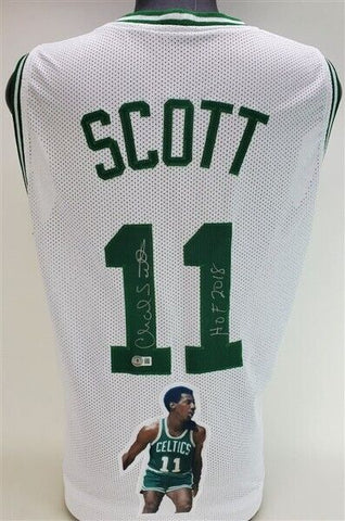 Charlie Scott Signed Celtics Picture Jersey Inscribed "HOF 2018" (JSA COA)