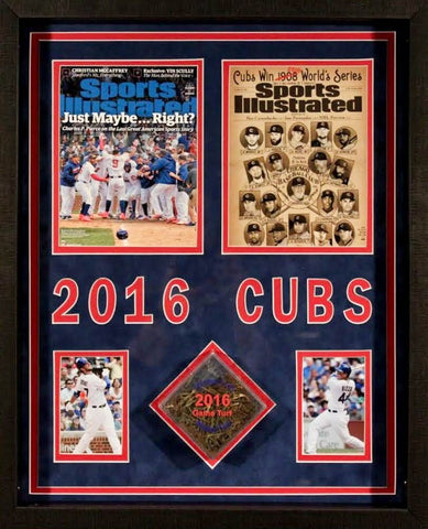 Chicago Cubs 17x21x2 Custom Framed Game-Used Turf Shadowbox Display (Cubs COA)
