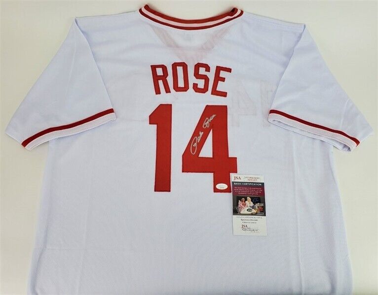 Pete Rose Signed Cincinnati Reds Jersey Inscribed Hit King (JSA Holo –