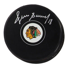 Denis Savard Signed Chicago Blackhawks Logo Hockey Puck (COJO & Frozen Pond)