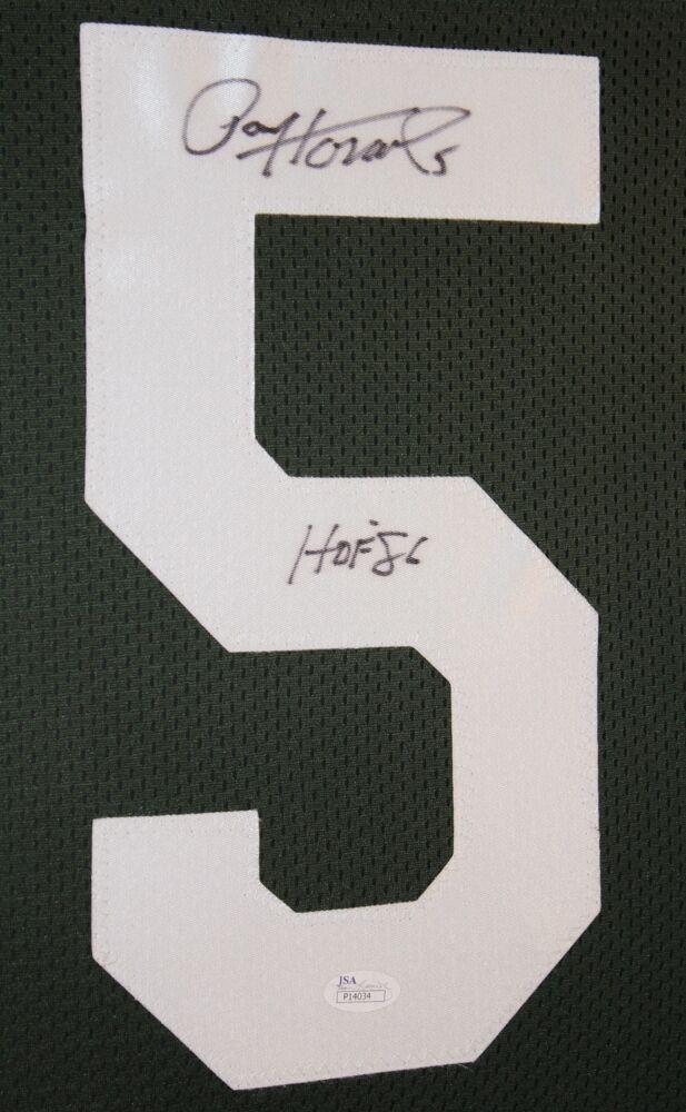 Paul Hornung Signed Packers 35x43 Custom Framed Jersey Inscribed HOF 86  (JSA)