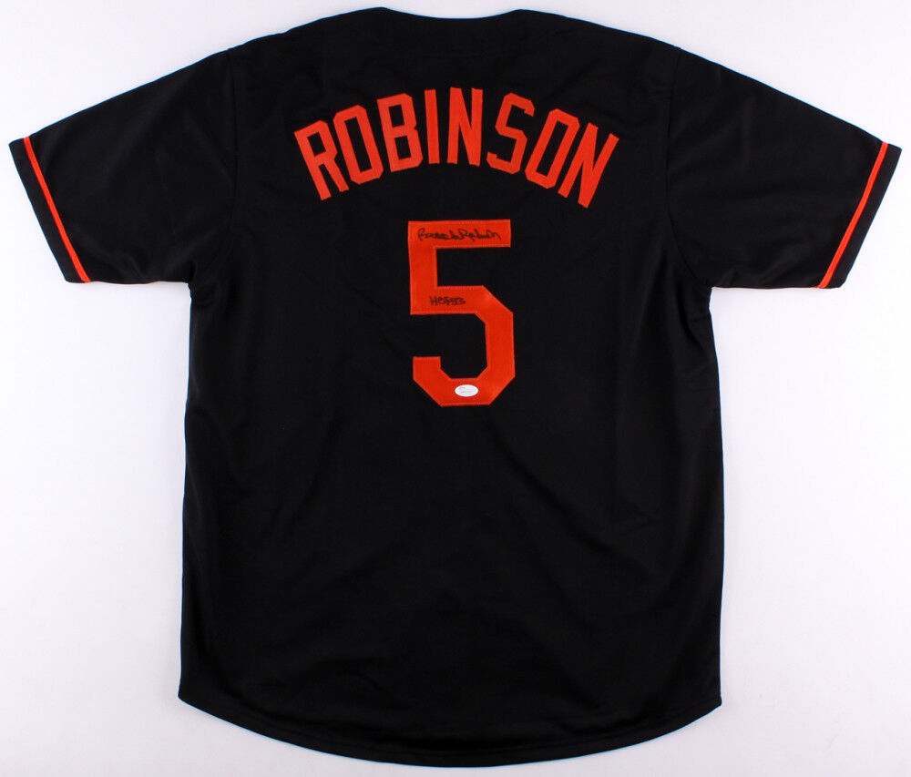 Brooks Robinson Signed Black Orioles Black Jersey Inscribed HOF 83 ( –