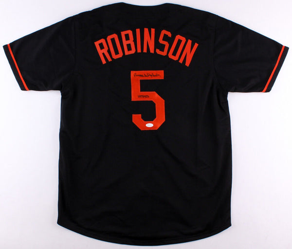 Brooks Robinson Signed Black Orioles Black Jersey Inscribed HOF