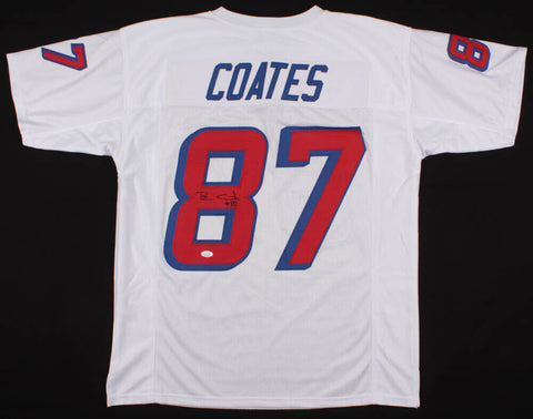 Ben Coates Signed New England Patriots White Jersey (JSA COA) Super Bowl XXXV TE