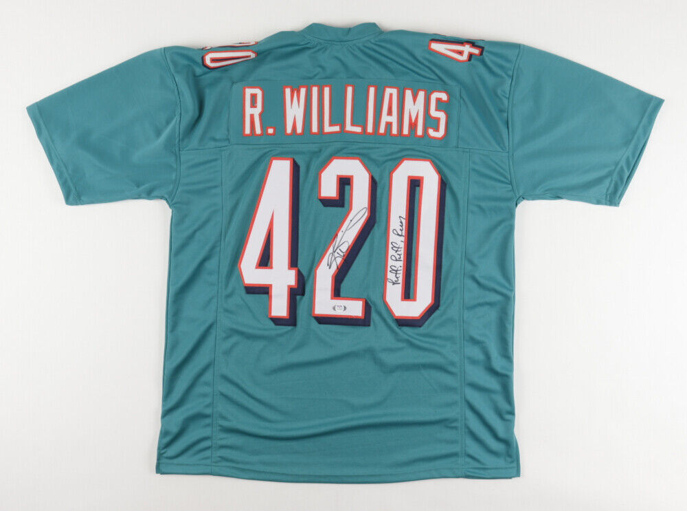 Ricky Williams Signed Miami Dolphins 420 Jersey Inscribed "Puff Puff Run" (PSA)