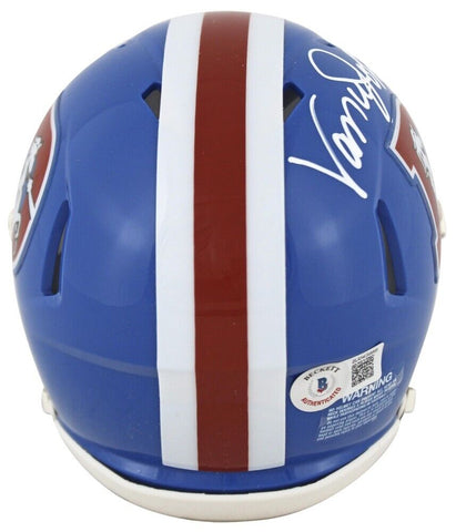 Vance Johnson Signed Denver Broncos Mini Helmet (Beckett) 1985 2nd Round Pick WR