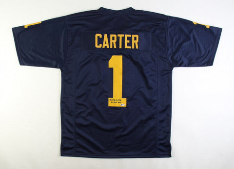 Anthony Carter Signed Michigan Wolverines Jersey Inscribed "CFHOF 2001"(Beckett)