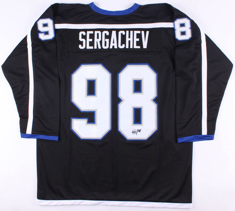 Mikhail Sergachev Signed Tampa Bay Lightning Black BOLTS Jersey (JSA H –