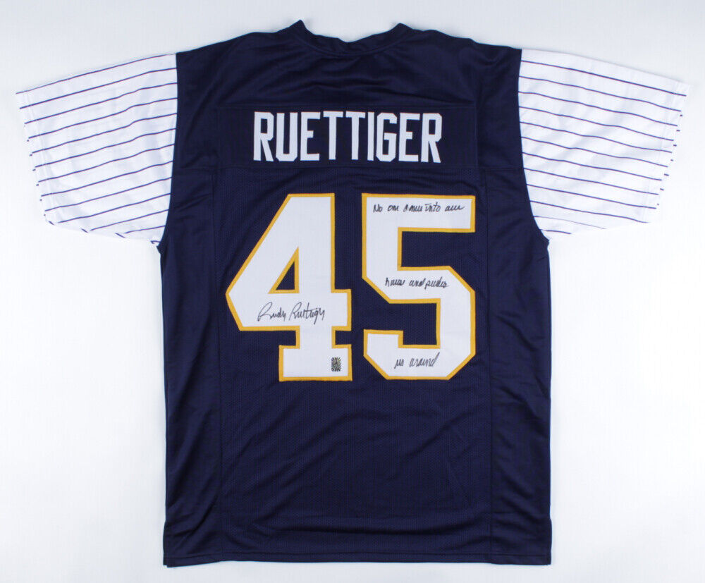 Rudy Ruettiger Signed Notre Dame Shamrock Series Jersey (Rudy Holo