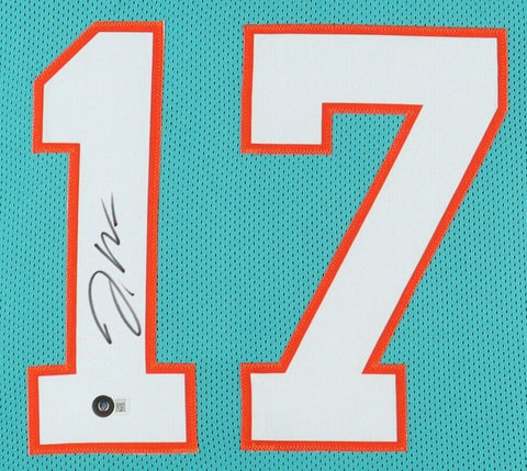 Jaylen Waddle Signed Miami Dolphins 35x43 Framed Jersey (Beckett) 2023 Rookie