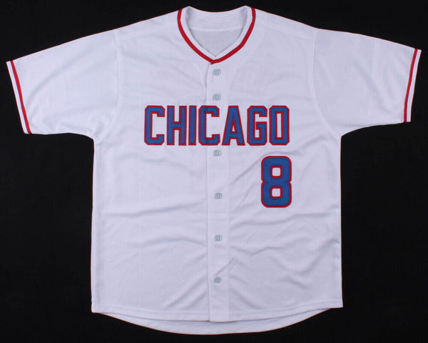 Chicago Cubs Throwback #8 Andre Dawson White/Blue size 48 M