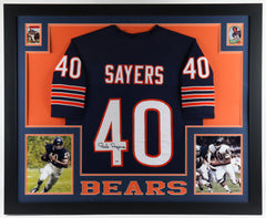 Gale Sayers Signed Bears 35" x 43" Custom Framed Jersey (PSA COA) 1965 NFL R.O.Y