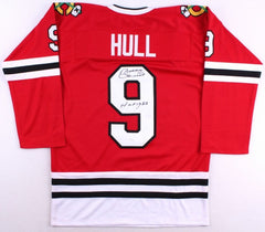 Bobby Hull Signed Chicago Blackhawks Red Jersey Inscribed "HOF 1983" (JSA COA)