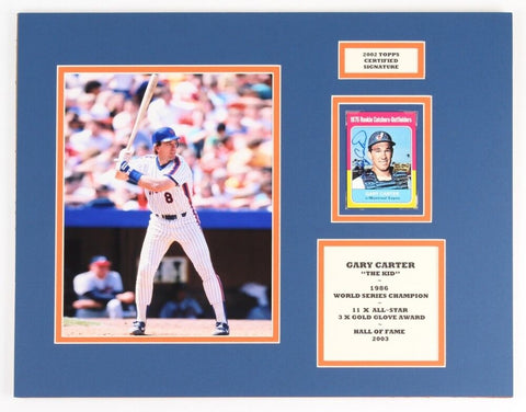 Gary Carter 14x18 Matted Baseball Card Display wTopps Legends Autograph NY Mets