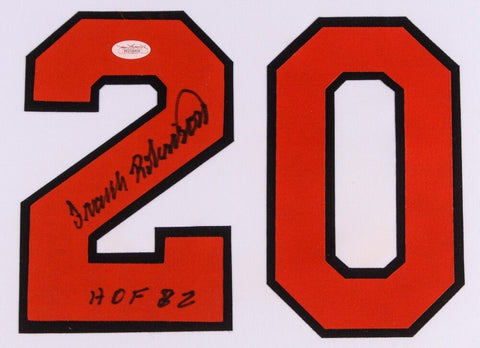 Frank Robinson Signed Orioles 35" x 43" Custom Framed Jersey Inscribed "HOF 82"