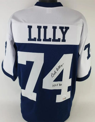 Bob Lilly Signed Dallas Cowboys Throwback Jersey Inscribed "HOF '80" (JSA COA)