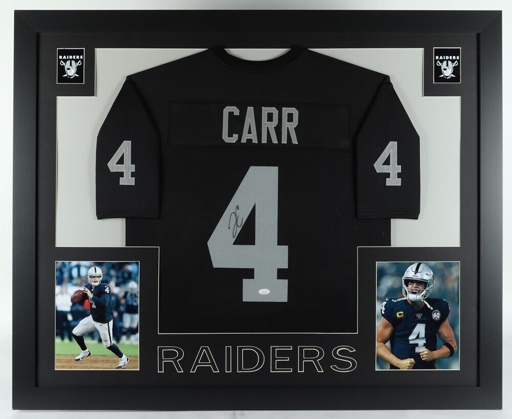 Derek Carr Signed Vegas Raiders 35x43 Framed Jersey (JSA) 3×Pro