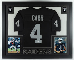 Derek Carr Signed Vegas Raiders 35x43 Framed Jersey (JSA) 3×Pro Bowl Quarterback