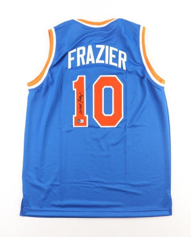 Walt Frazier Signed New York Knicks Jersey (Beckett) 2× NBA Champ (1970, 1973)